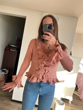 Pink frilly sweater, brand Mable, size S